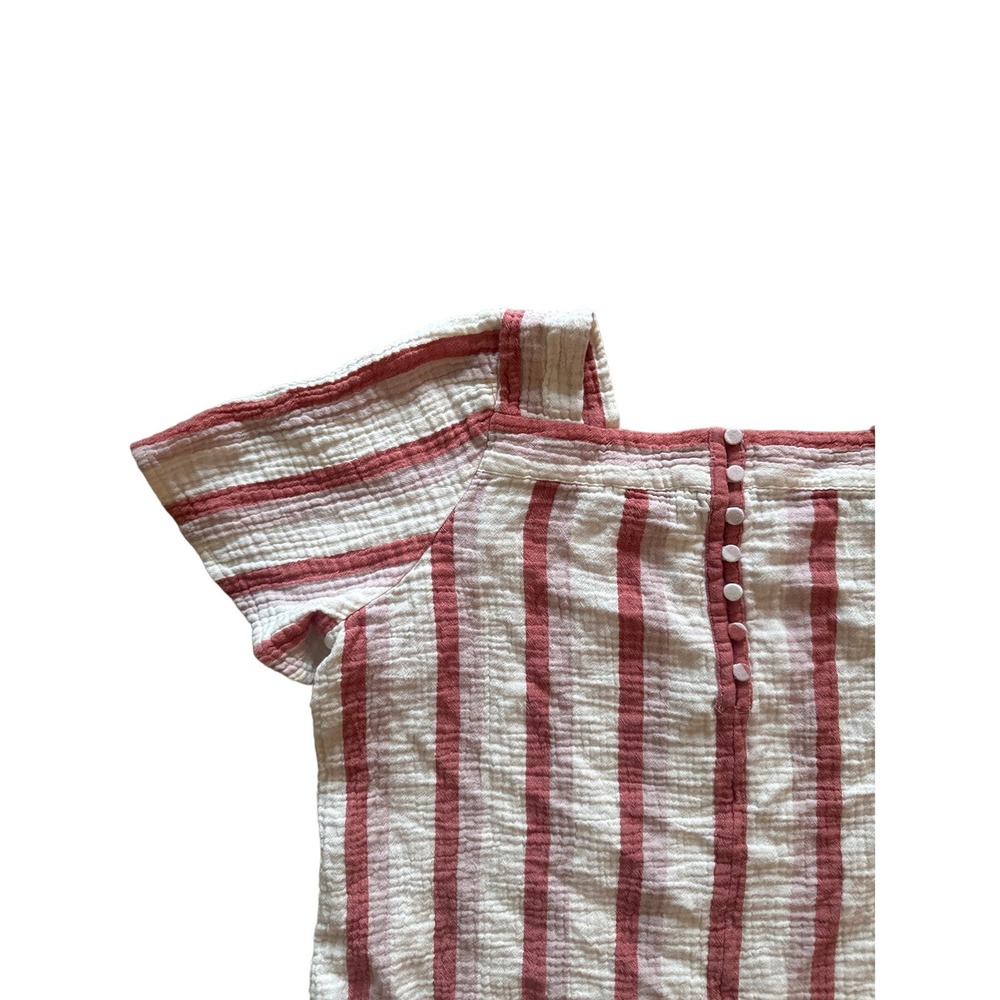 Madewell Cream and Red Striped Square-Neck Short Sleeve Top - Picture 5 of 5